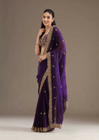 Joban Fashion Blue Frendy Satin Silk Party Wear Sarees - Distacart