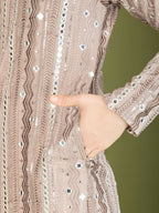 Vastranavya Ivory Exclusive Festival Wear Pure Viscose Rayon Sequence & Foil Mirror Heavy Embroidered Work Kurta