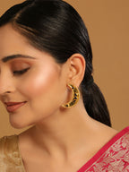 Nuyug 22K Gold-Plated Stone Studded Crescent Shaped Stud Earrings - Distacart