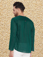 Even Apparels Men's Pure Cotton Green Kurta