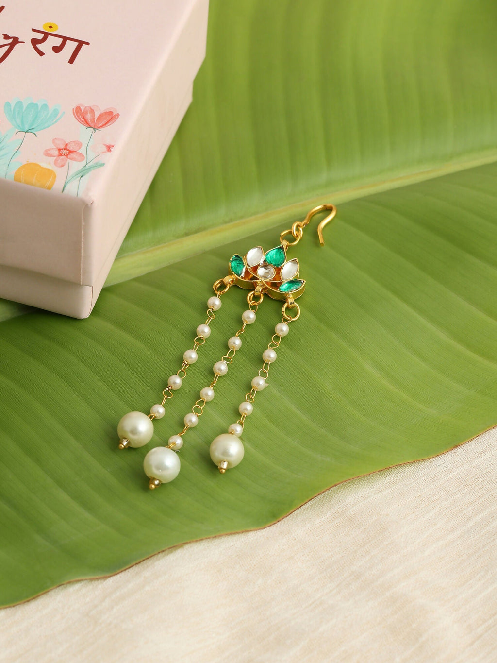 Ruby Raang Lotus Drop Hanging Hair Pin
