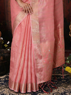 Shree Shyam Fashion Organza Pink Saree - Distacart