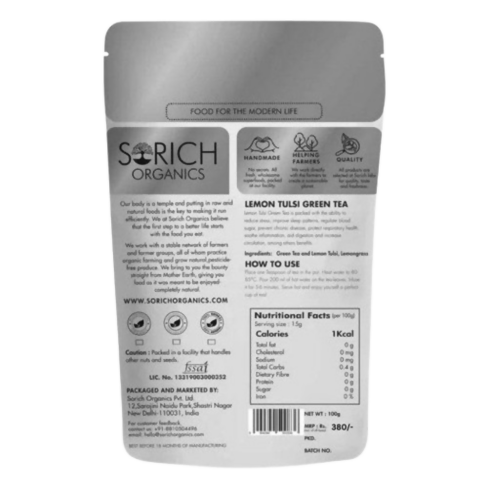 Sorich Organics Lemon Tulsi Green Tea - Distacart