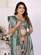 Aastha Fashion Green Organza Silk Weaving Saree - Distacart