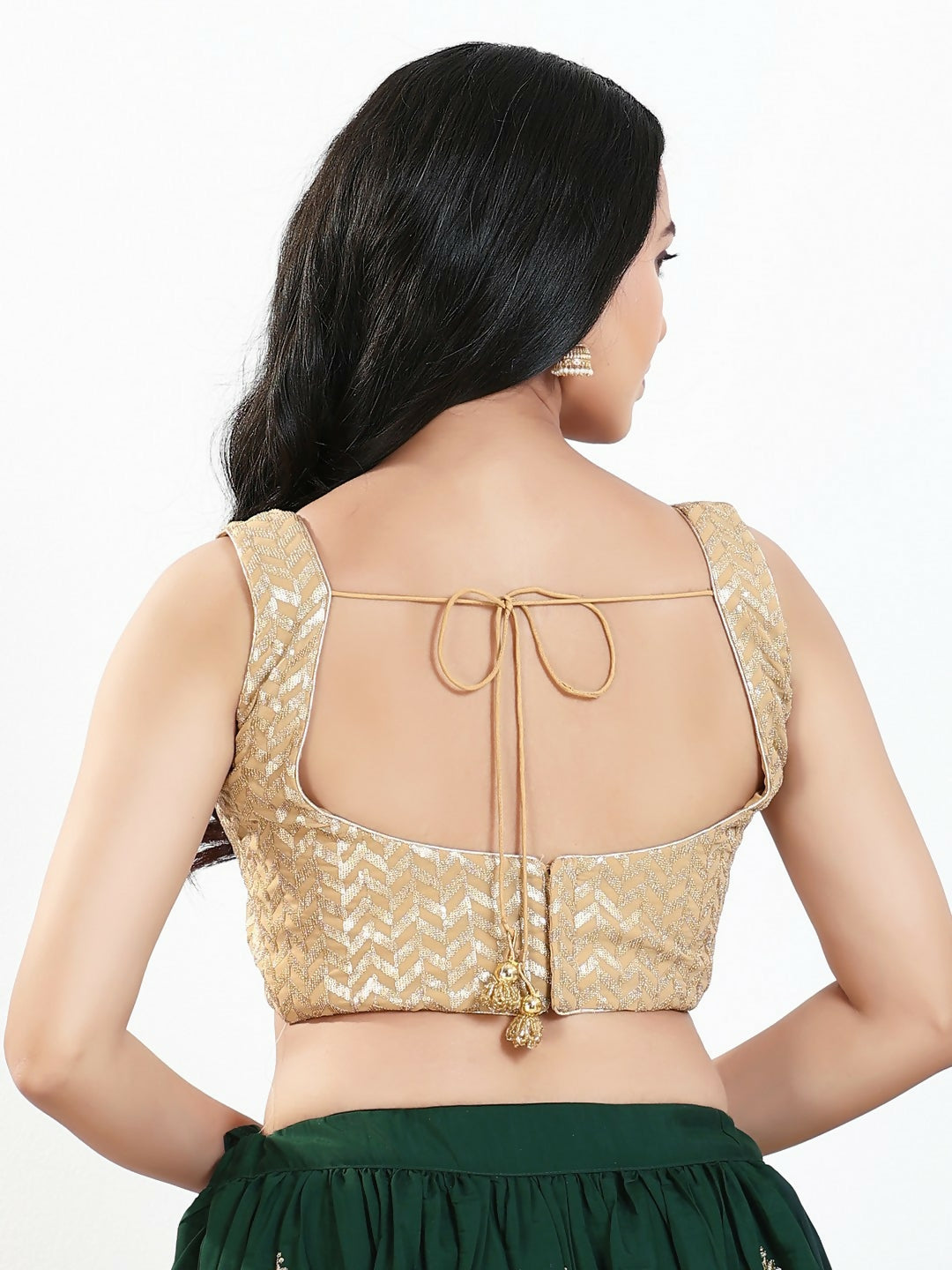Joban Fashion Gold Silk Padded Blouse With Sweetheart Neck Sleeveless - Distacart