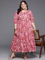 Ahalyaa Women's Traditional wear Ethnic Dress - Red - Distacart