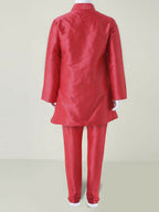 Joban Fashion Kids Island Sequence work Nehru Jacket Full Sleeves Kurta, Pajama Set - Tomato Red - Distacart