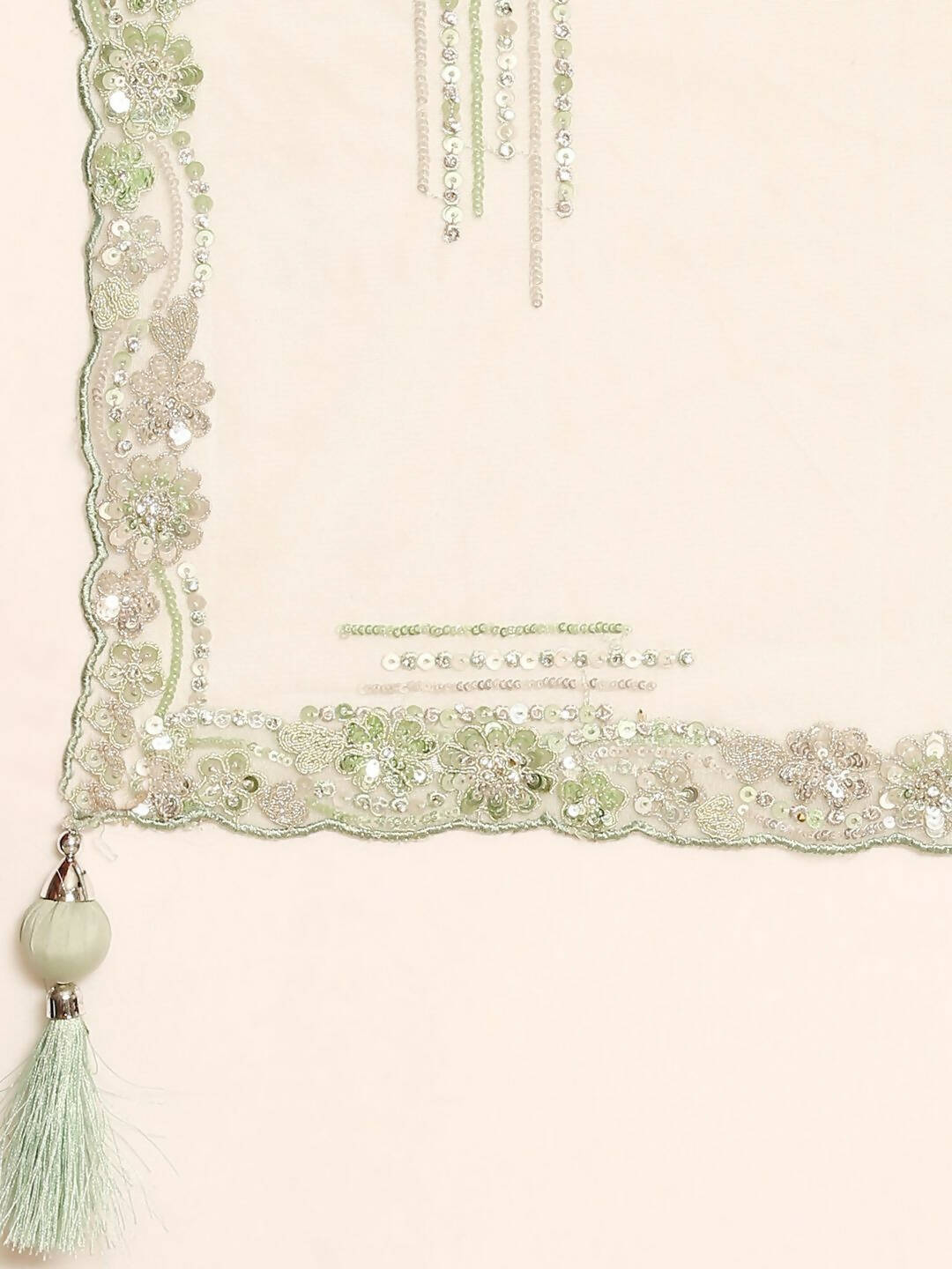 House of Panchhi Lime Green Net Sequins and Zarkan embroidery Lehenga choli & Dupatta