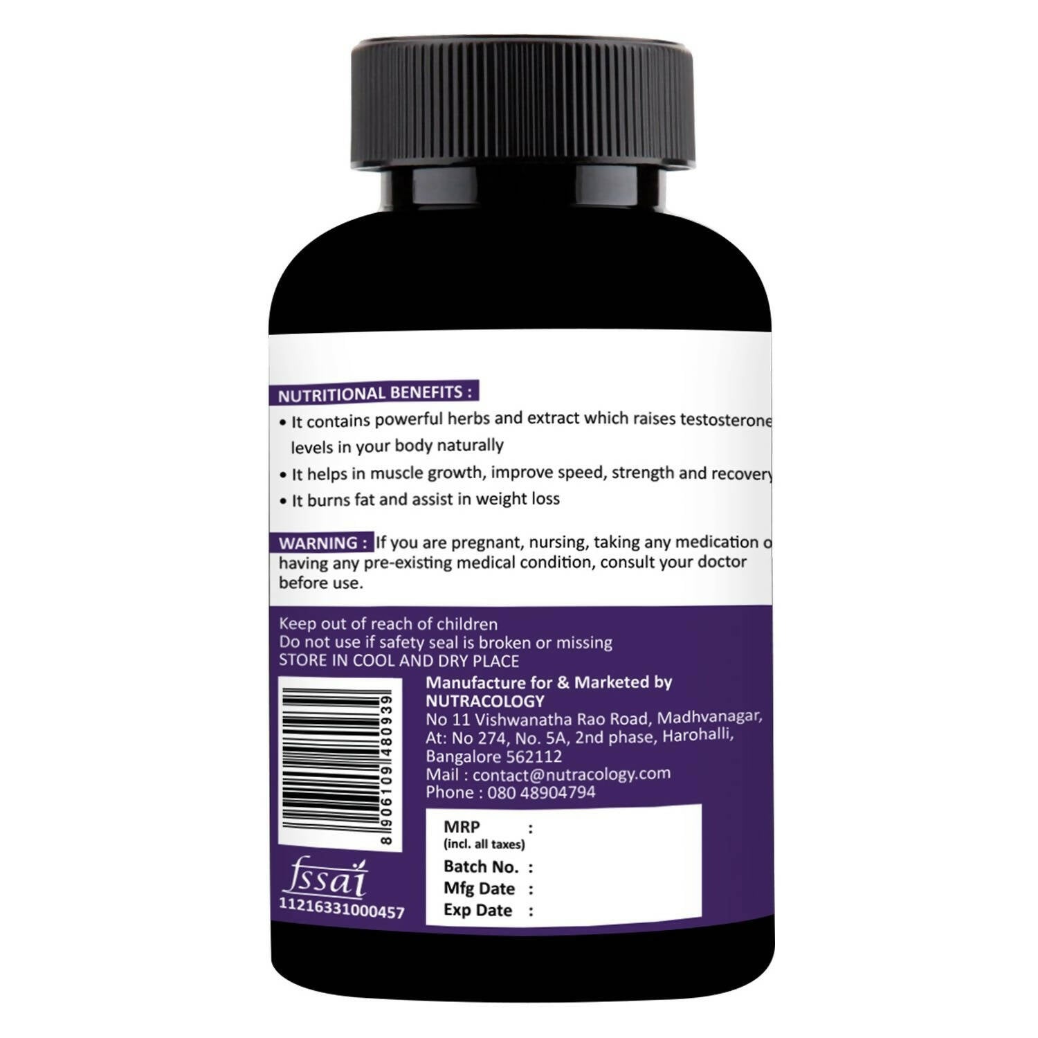 Nutracology T 3X Power Testosterone Booster For Muscle Strength Energy For Men - Distacart