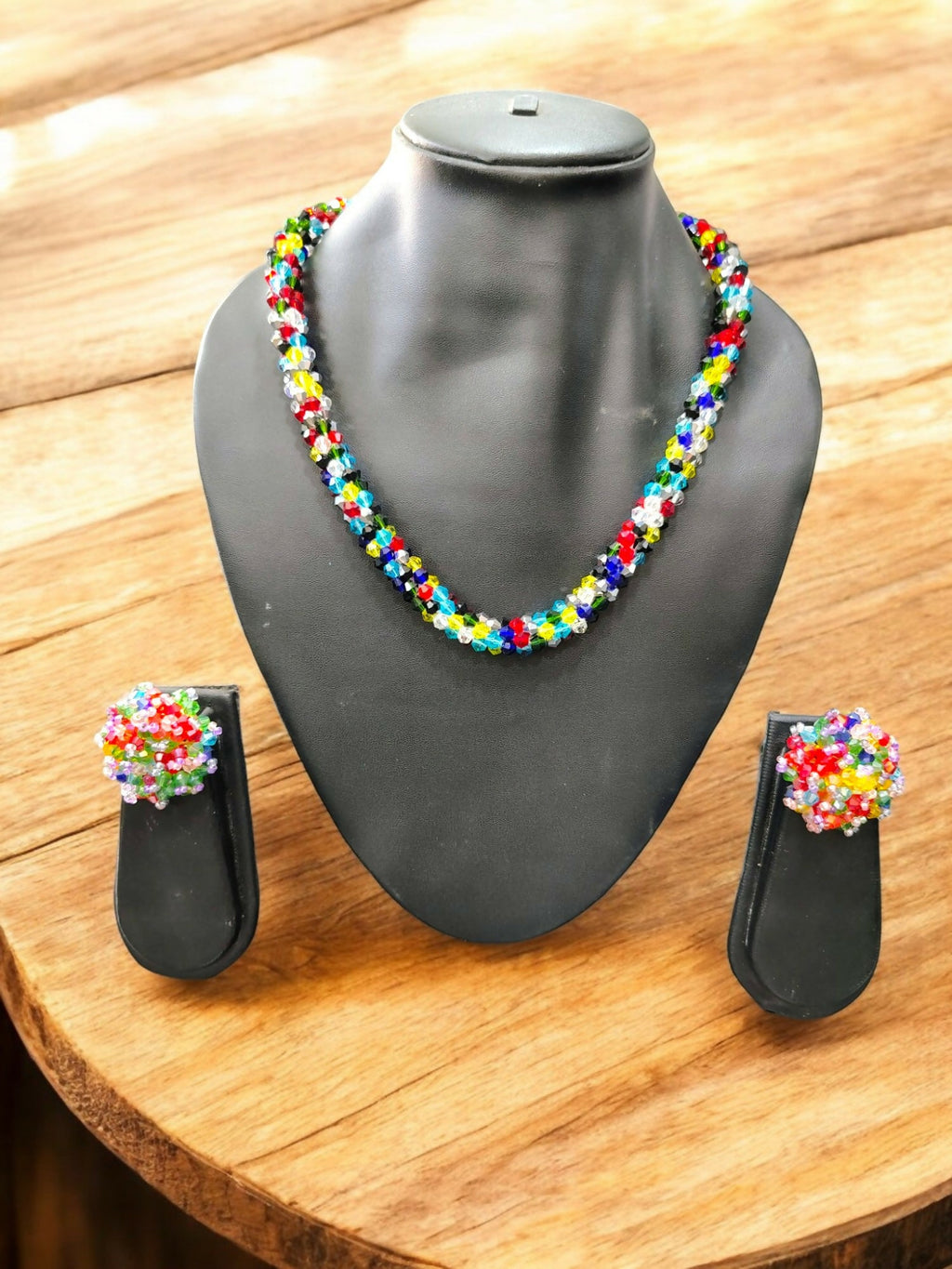 Inhanns Noor-E-Jalwa – Handmade Crystal Bead Necklace / Necklace With Earrings -Adjustable - Multi Colour