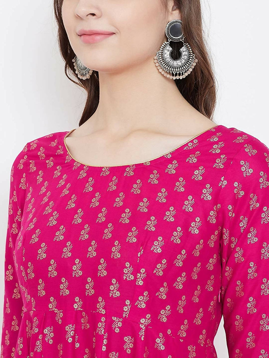 Cheera Embellished Daily Wear Cotton Blend Kurta - Pink
