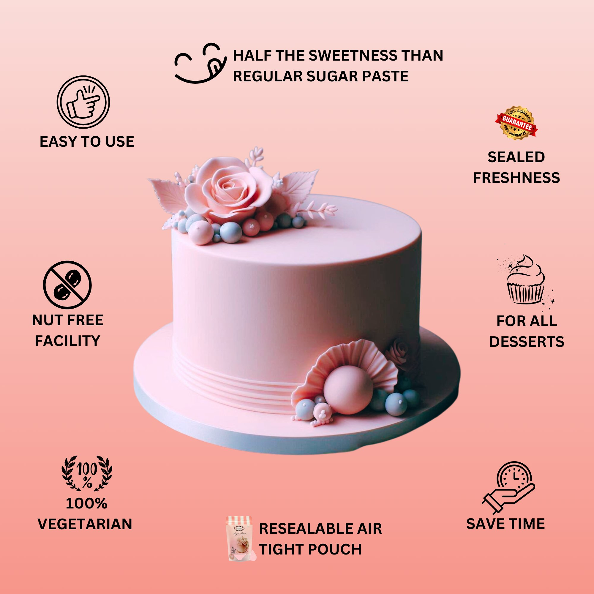 blush pink sugarpaste 250 gms