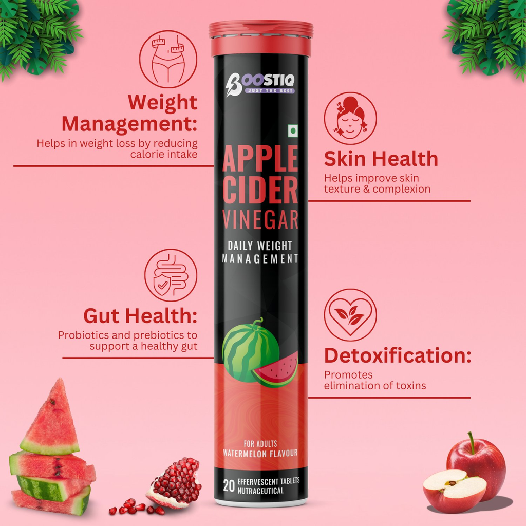 BOOSTIQ Apple Cider Vinegar Effervescent Tablets - Watermelon Flavour