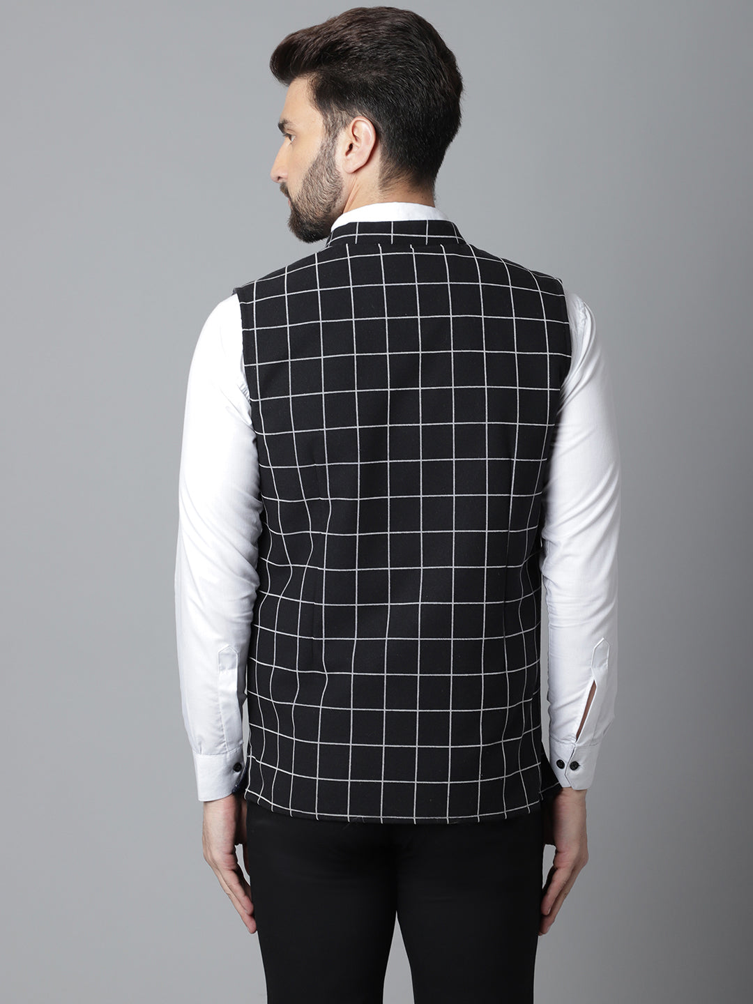 Even Apparels Men's Black Nehru Jacket With Welt Pockets