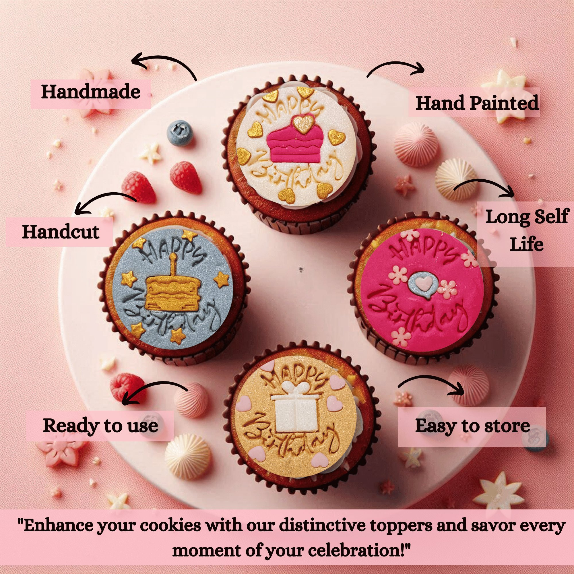 confect happy birthday toppers for cakes cupcakes cake decorations supplies 100gms ct 09