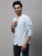 Even Apparels Blue Pure Cotton Open Neck Kurta - Distacart