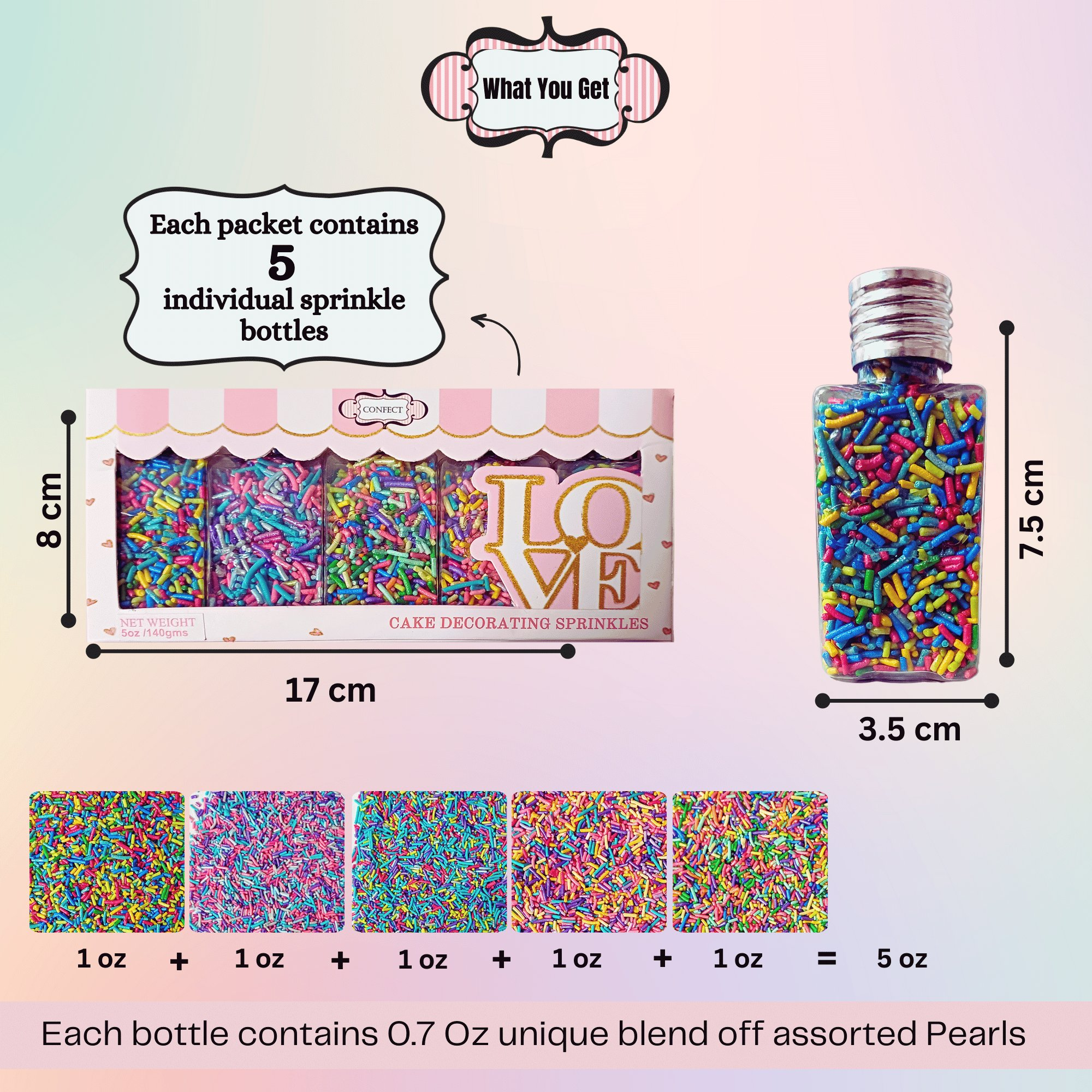 confect rainbow magic sprinkles mix colourful celebration sprinkles for cake decor 140 gms rainbow sprinkles 03
