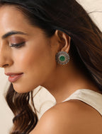 trueBrowns Silver Green Stud Earrings - Distacart