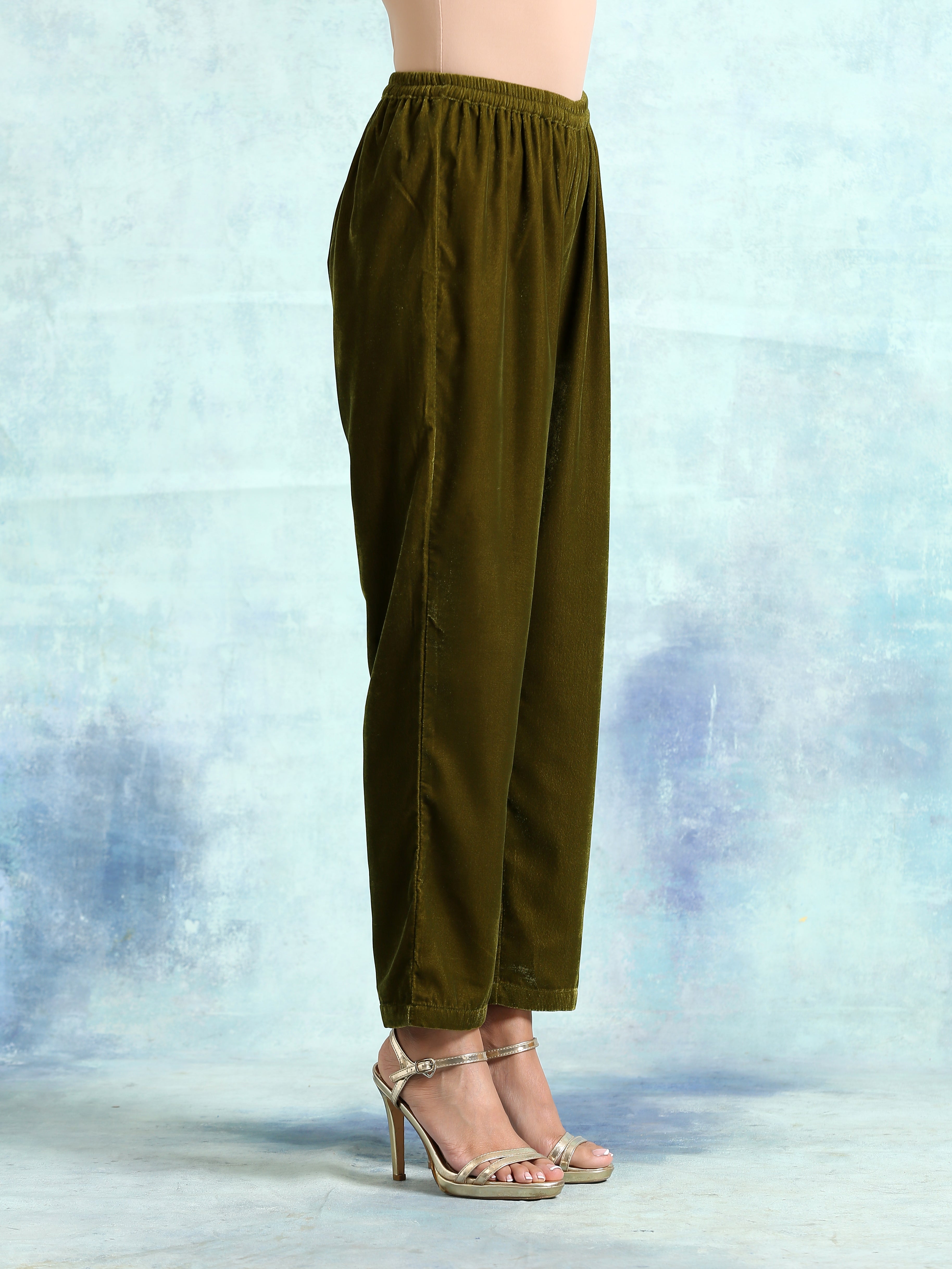 trueBrowns Mehandi Velvet Pant