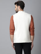 Even Apparels Men's White Pure Wool Nehru Jacket