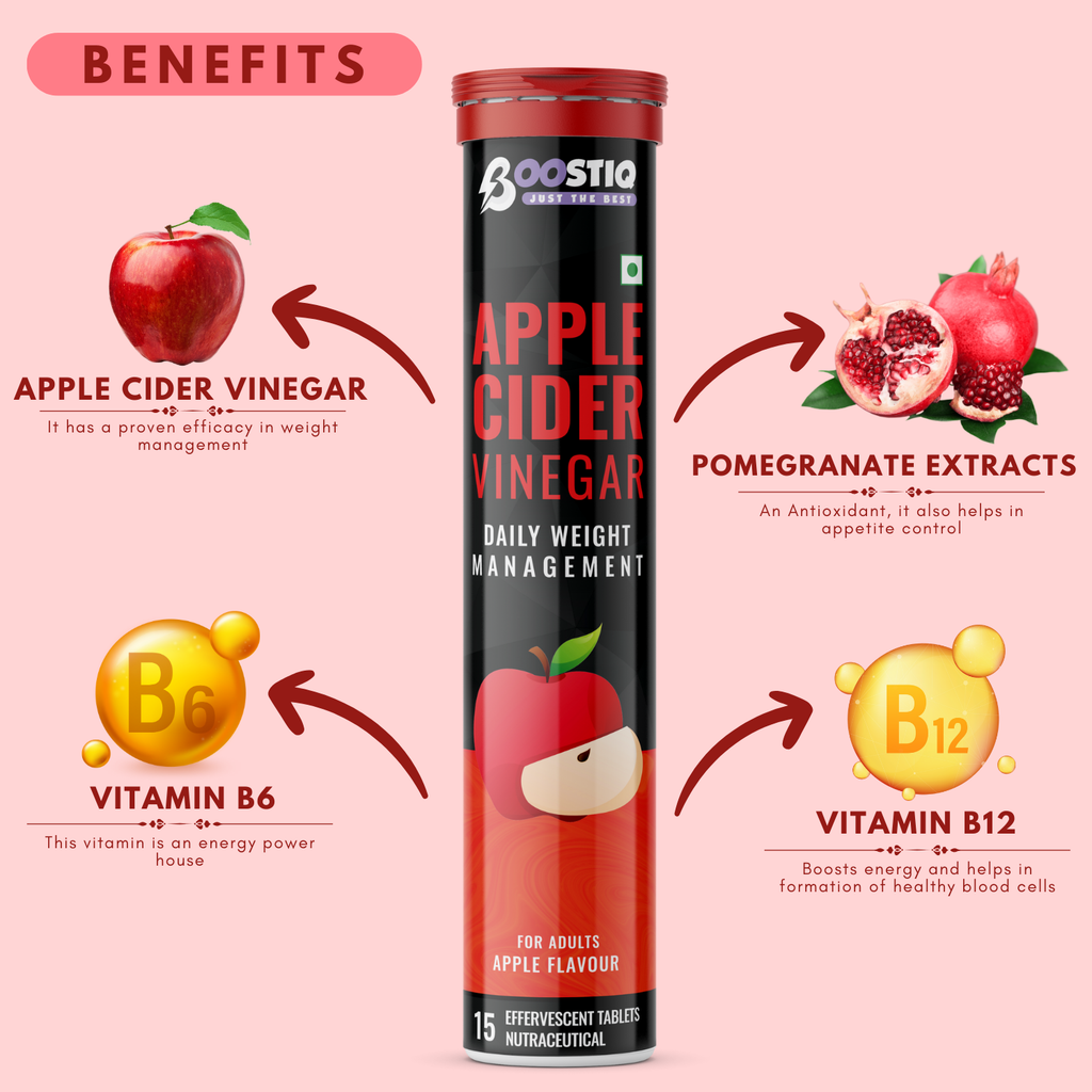 BOOSTIQ Apple Cider Vinegar Effervescent Tablets - Apple Flavour
