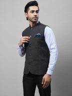 Even Apparels Men's Grey Pure Wool Nehru Jacket
