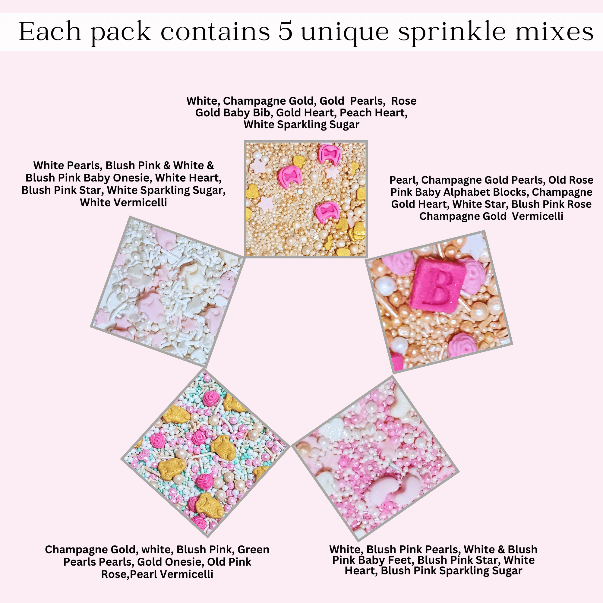 confect girls baby shower sprinkles edible sprinkles mix heart teddy baby feed bottle baby feet sprinkles pack of 5 baby shower 18