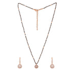 Estele Rose Gold-Polished CZ Beautiful Round Designer Mangalsutra Necklace Set with White Austrian Crystals for Women
