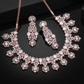 Estele Rhodium Plated CZ Astonishing Necklace Set with White Stones for Women