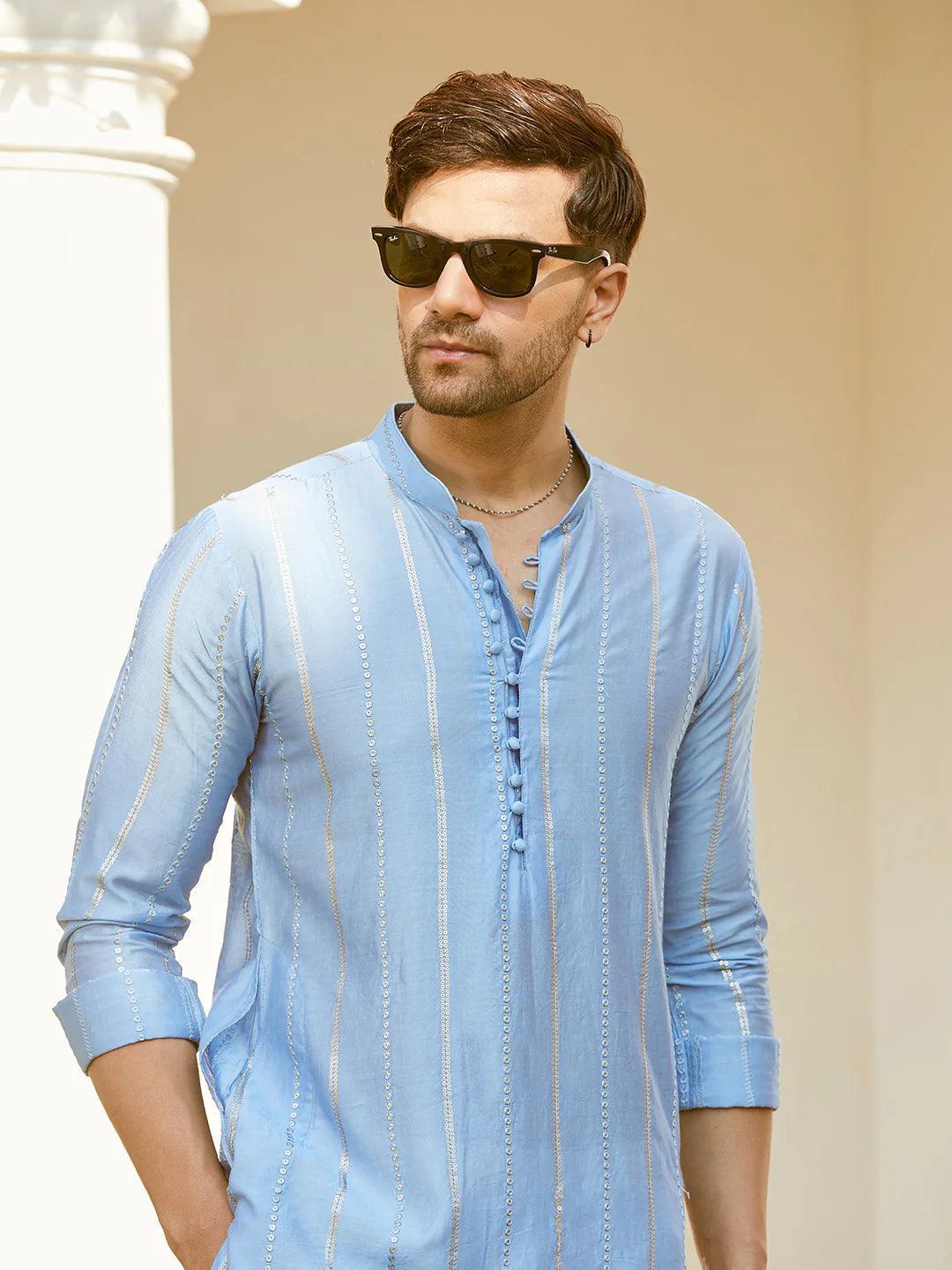Fabmade Elegance In Every Thread Must Have The Sequins Embroidered Chanderi Silk Kurta