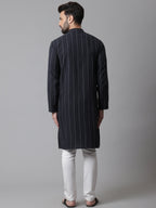 Even Apparels Black Pure Cotton Kurta With Band Collar - Distacart