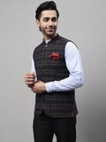 Even Apparels Men's Black Nehru Jacket With Welt Pockets