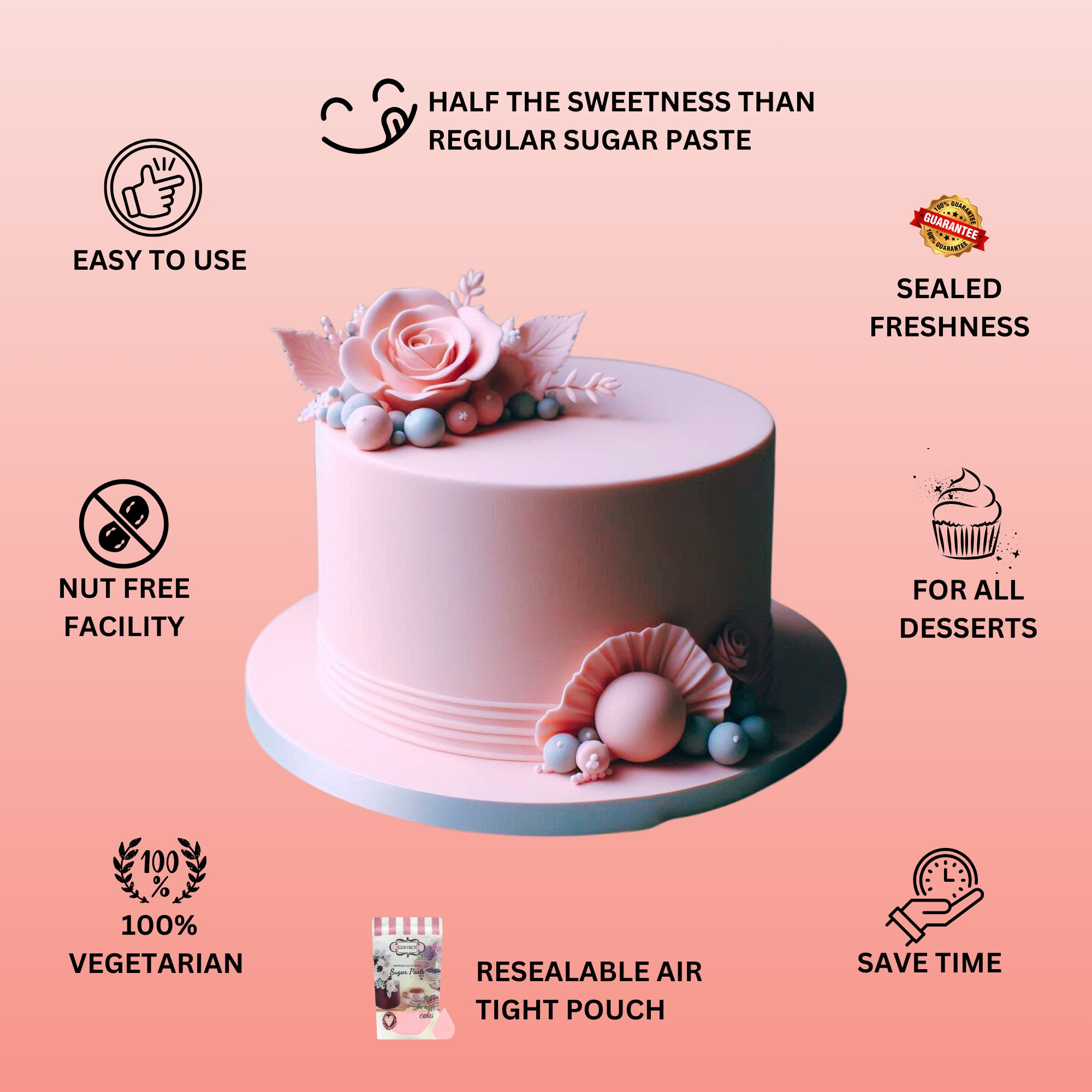 blush pink fondant edible sugarpaste 1kg