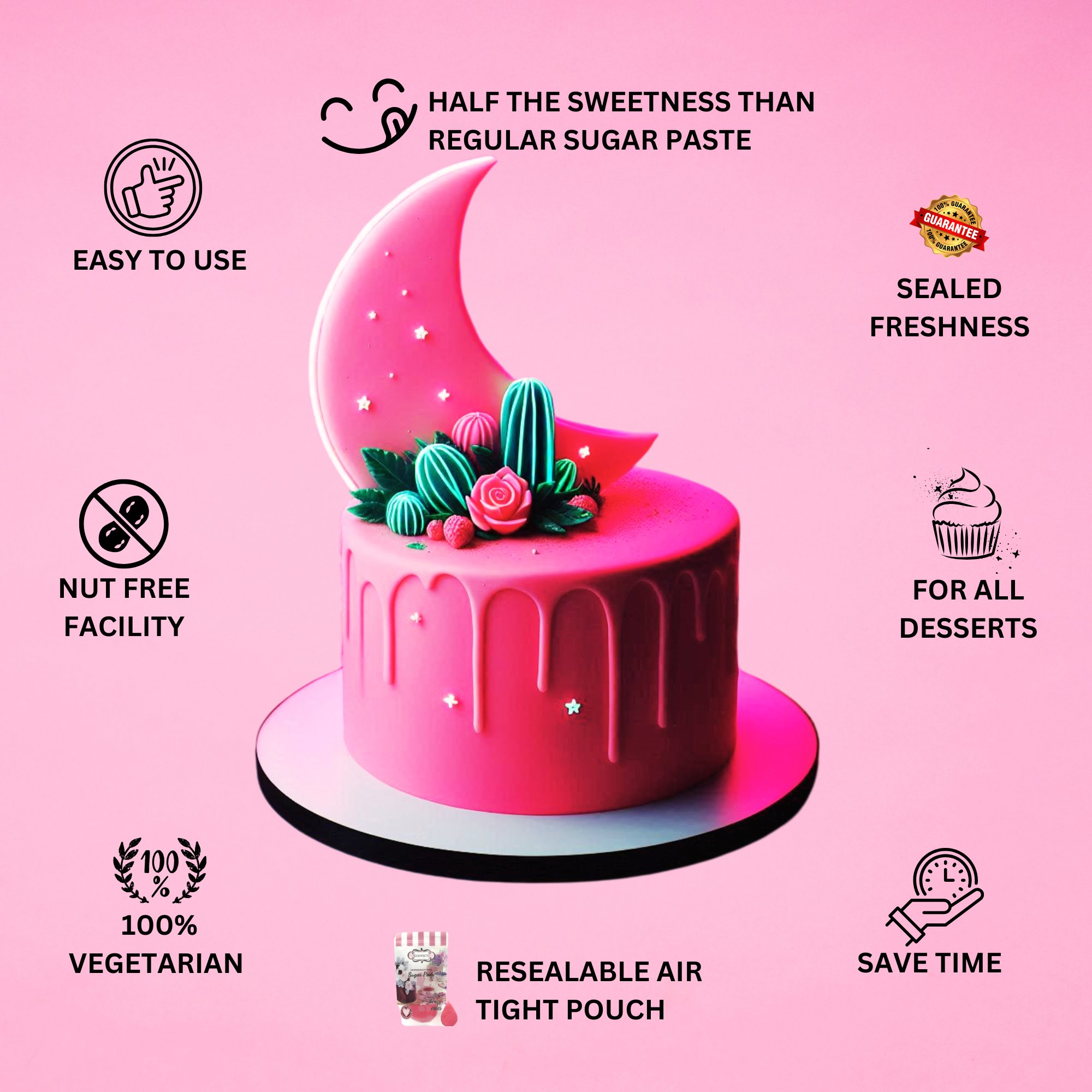 neon pink fondant edible sugarpaste 1kg