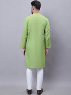 Even Apparels Green Pure Cotton Kurta With Band Collar - Distacart