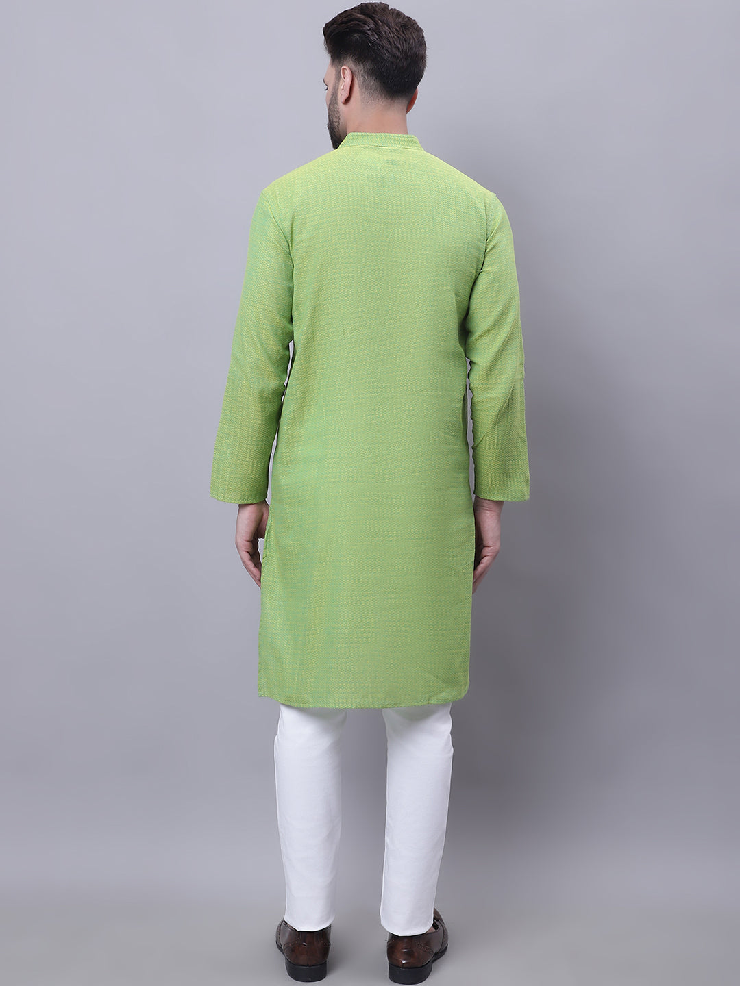 Even Apparels Green Pure Cotton Kurta With Band Collar - Distacart