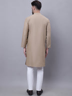 Even Apparels Beige Pure Cotton Kurta With Band Collar - Distacart