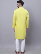 Even Apparels Yellow Pure Cotton Short Sleeves Kurta With Band Collar - Distacart