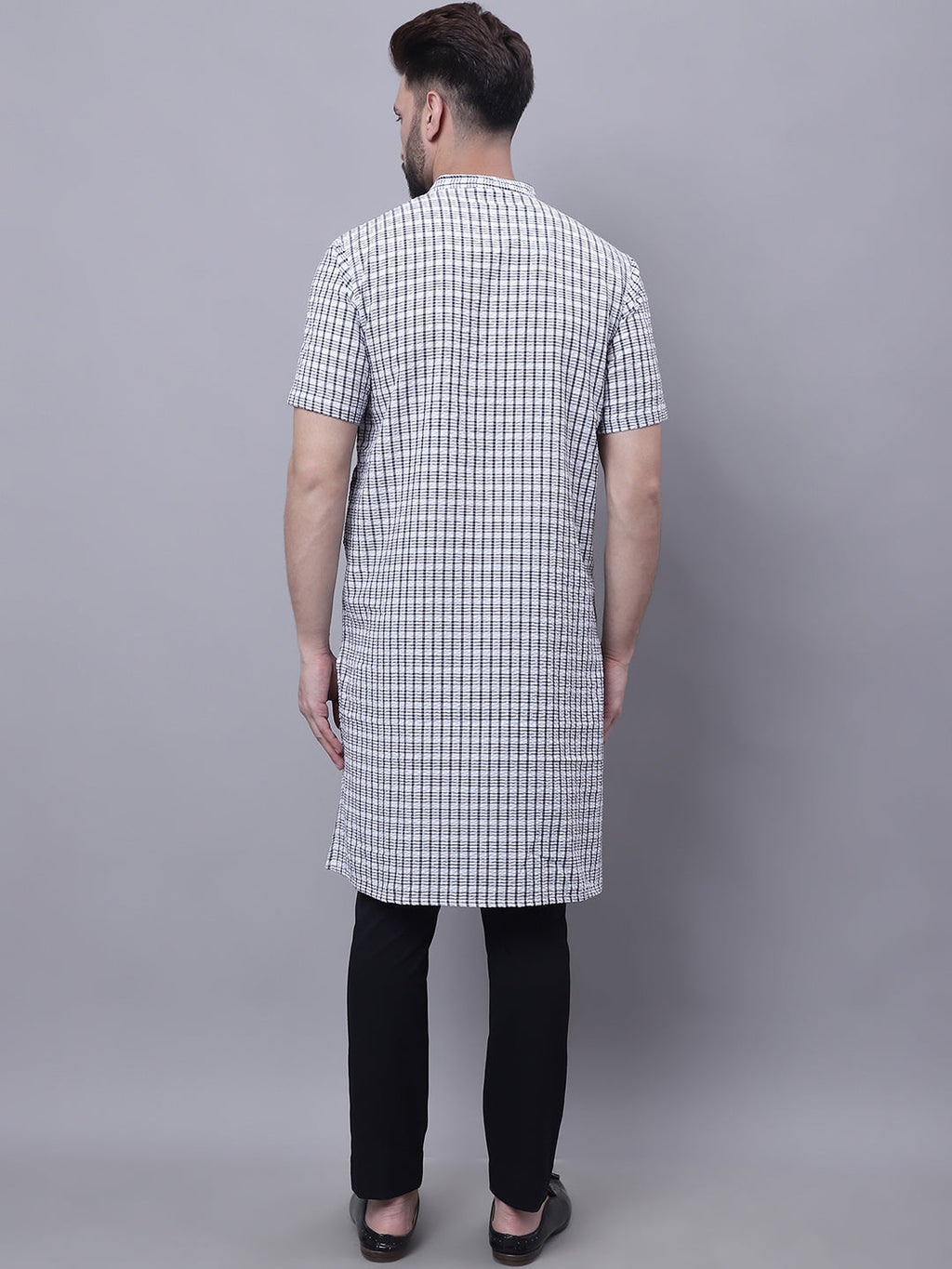 Even Apparels Multi Pure Cotton Short Sleeves Kurta With Band Collar - Distacart