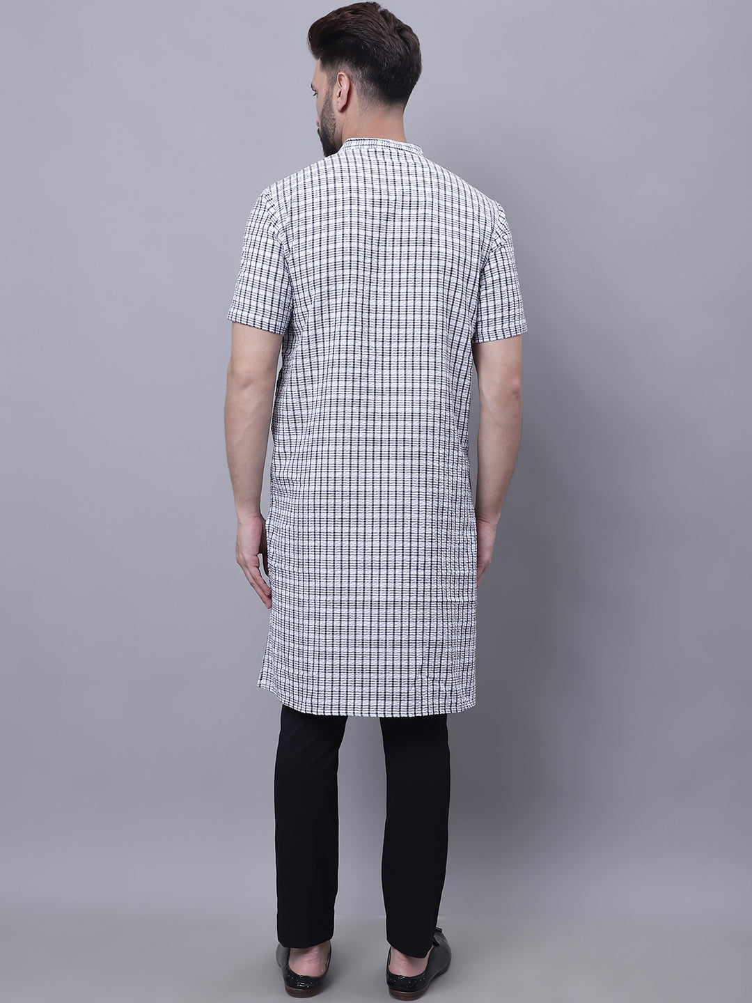Even Apparels Multi Pure Cotton Short Sleeves Kurta With Band Collar - Distacart
