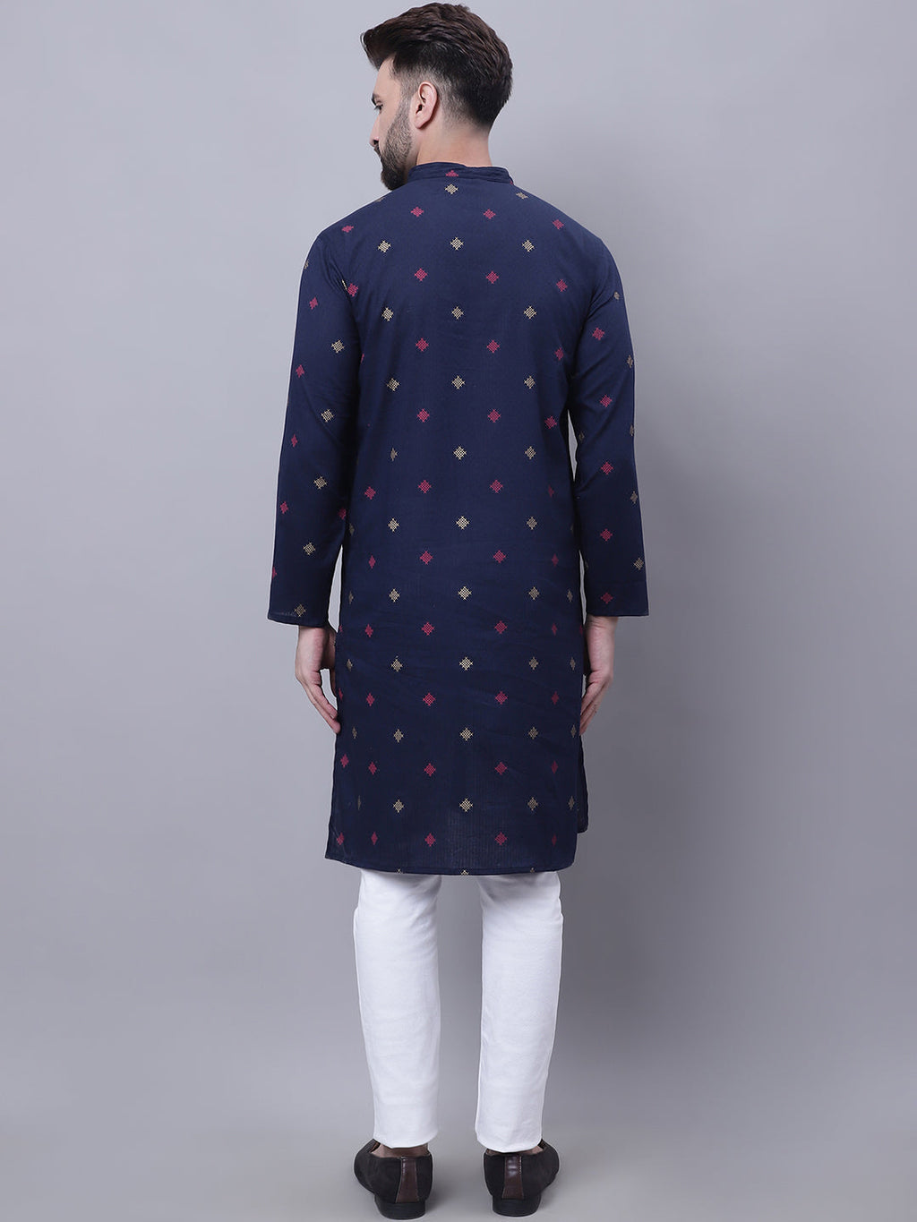 Even Apparels Blue Pure Cotton Kurta With Band Collar - Distacart