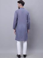 Even Apparels Grey Pure Cotton Kurta With Band Collar - Distacart