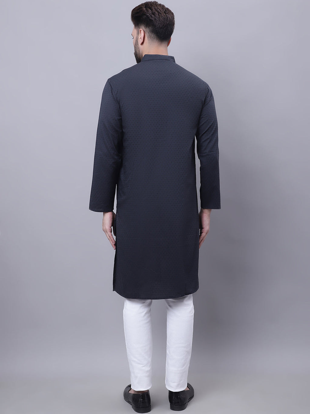Even Apparels Black Pure Cotton Kurta With Band Collar - Distacart