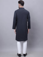 Even Apparels Black Pure Cotton Kurta With Band Collar - Distacart
