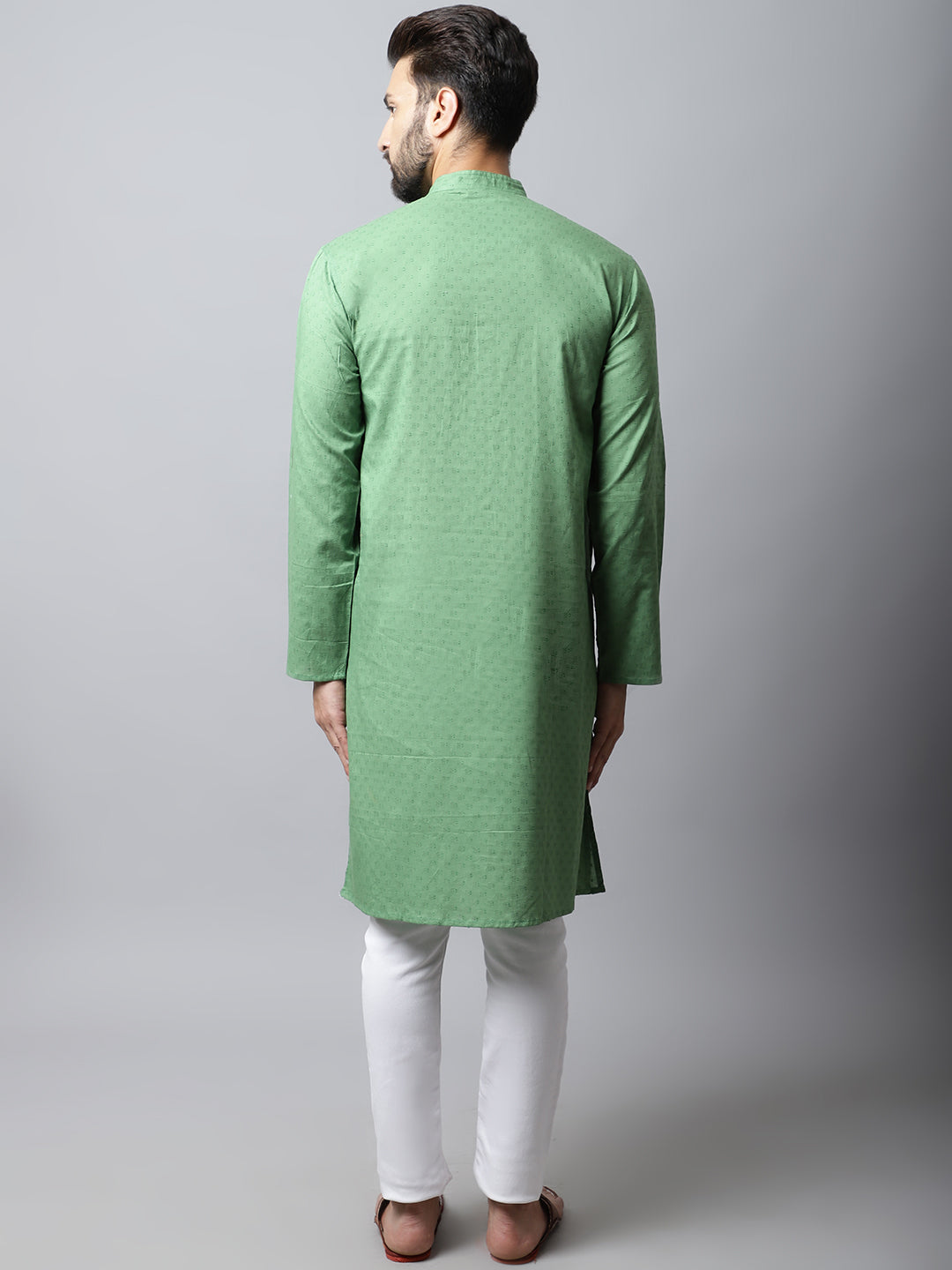 Even Apparels Green Solid Kurta With Band Collar - Distacart
