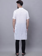 Even Apparels White Pure Cotton Short Sleeves Kurta With Band Collar - Distacart