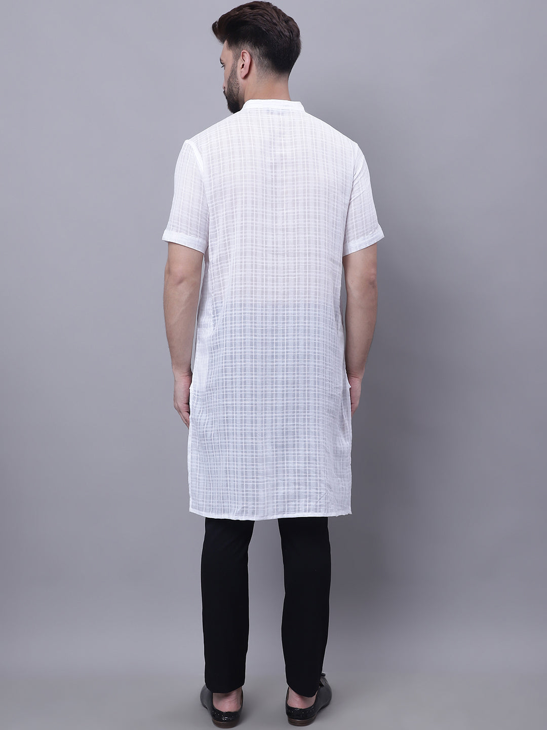 Even Apparels White Pure Cotton Short Sleeves Kurta With Band Collar - Distacart