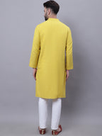 Even Apparels Yellow Pure Cotton Kurta With Band Collar - Distacart
