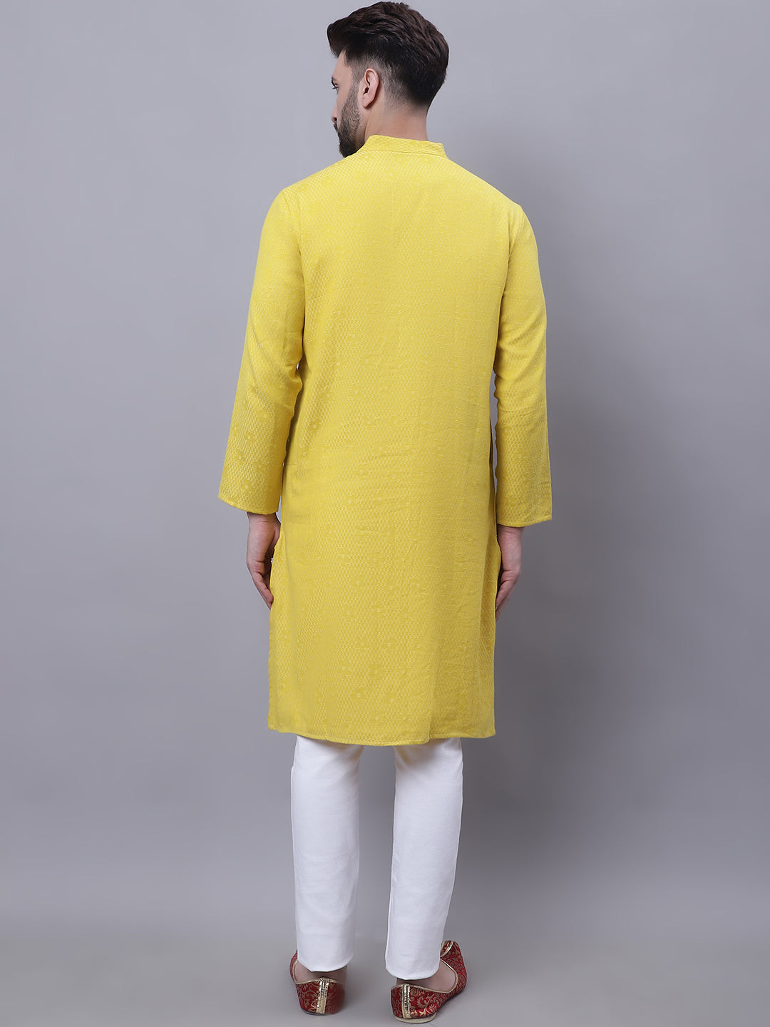 Even Apparels Yellow Pure Cotton Kurta With Band Collar - Distacart