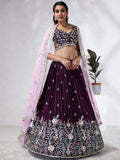House of Panchhi Teal Pure Georgette Sequins And Thread Embroidery Lehenga Choli & Dupatta